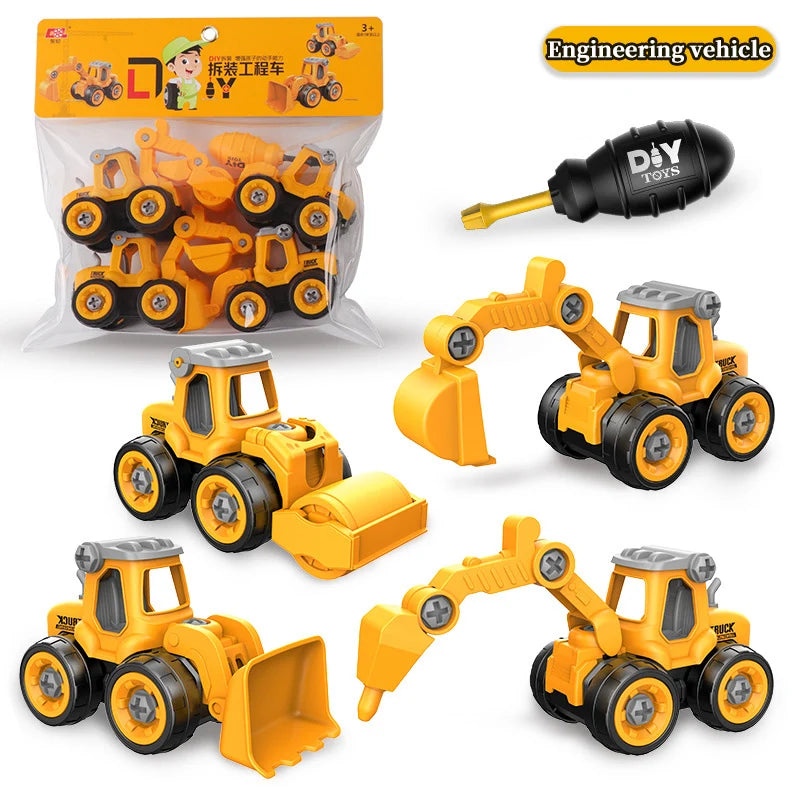 Engineering Vehicle Toy Set - Removable Screw Assembly Puzzle Toys - Christmas, Halloween, Birthday Gifts