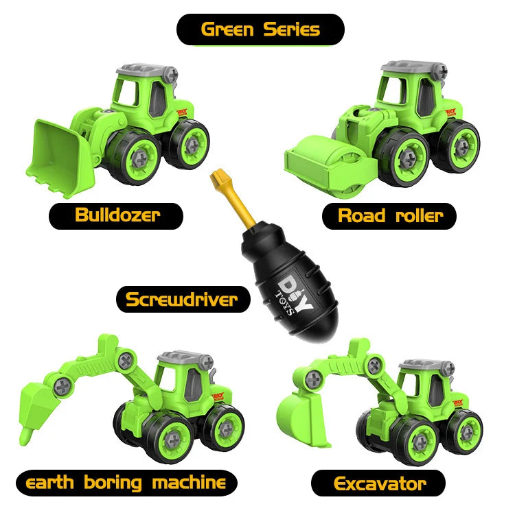 Engineering Vehicle Toy Set - Removable Screw Assembly Puzzle Toys - Christmas, Halloween, Birthday Gifts