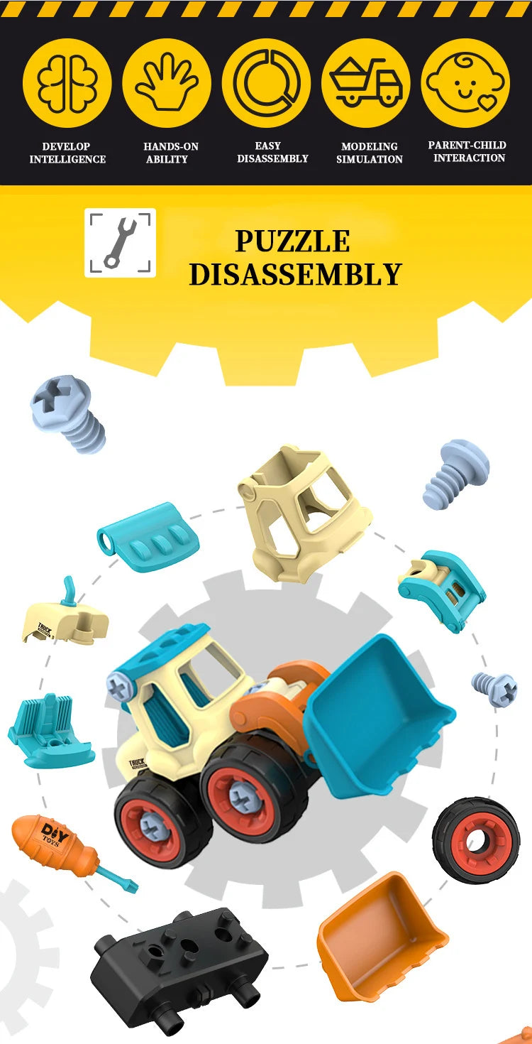Engineering Vehicle Toy Set - Removable Screw Assembly Puzzle Toys - Christmas, Halloween, Birthday Gifts