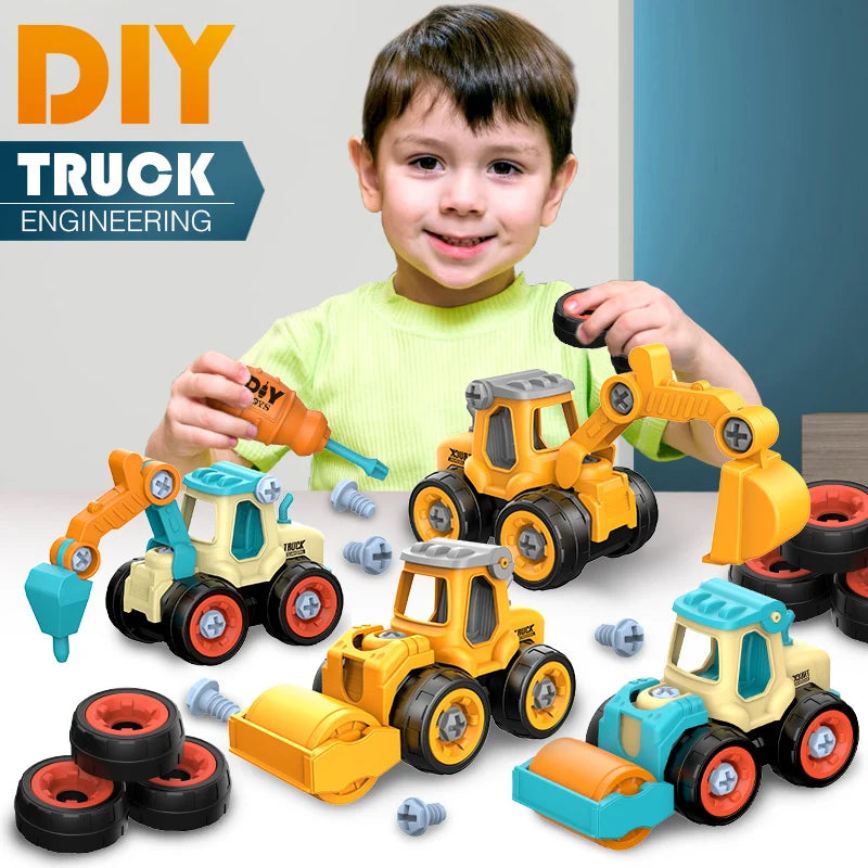 Engineering Vehicle Toy Set - Removable Screw Assembly Puzzle Toys - Christmas, Halloween, Birthday Gifts