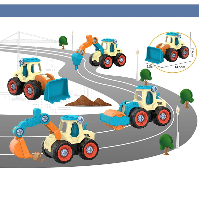 Engineering Vehicle Toy Set - Removable Screw Assembly Puzzle Toys - Christmas, Halloween, Birthday Gifts