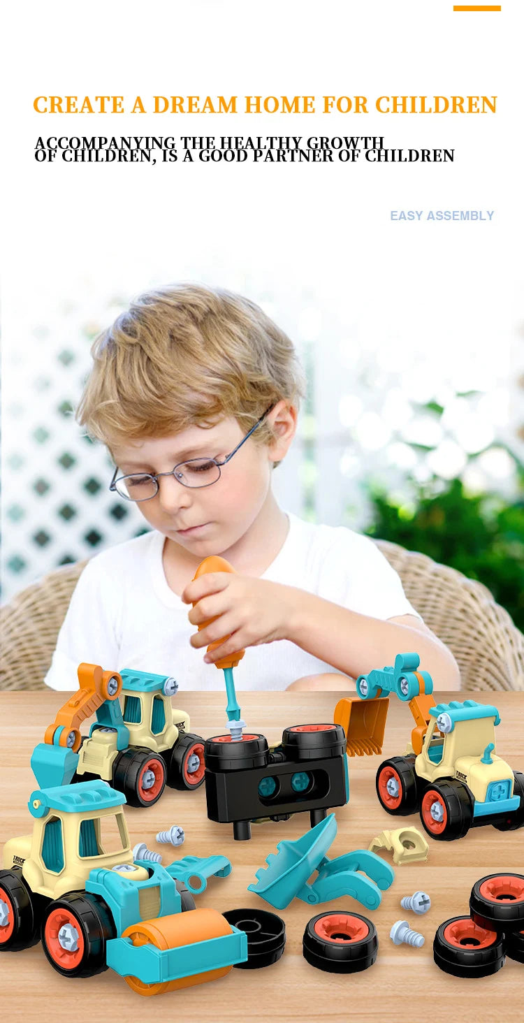 Engineering Vehicle Toy Set - Removable Screw Assembly Puzzle Toys - Christmas, Halloween, Birthday Gifts