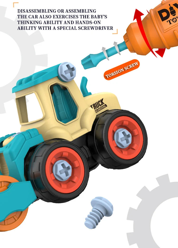 Engineering Vehicle Toy Set - Removable Screw Assembly Puzzle Toys - Christmas, Halloween, Birthday Gifts