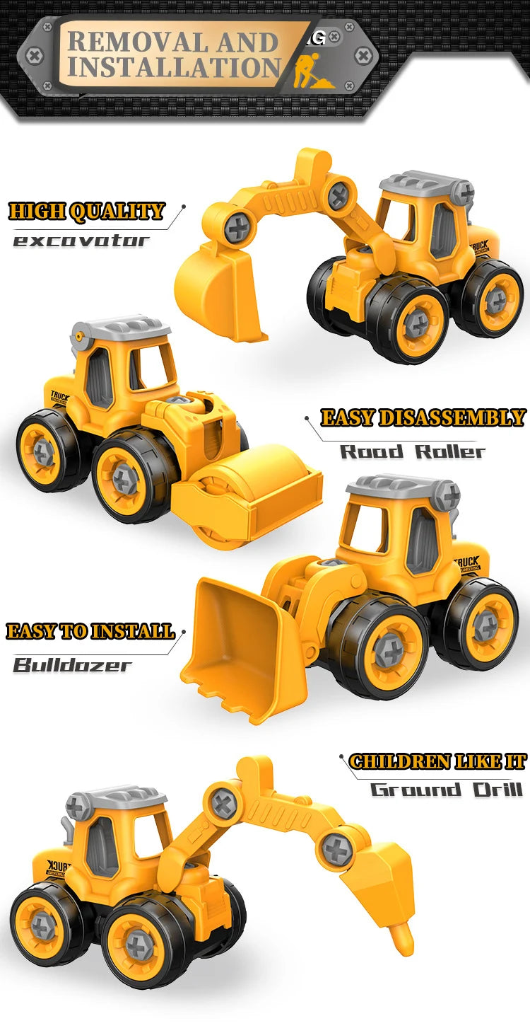 Engineering Vehicle Toy Set - Removable Screw Assembly Puzzle Toys - Christmas, Halloween, Birthday Gifts