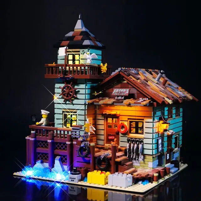 Fisherman Old Fishing House Store Model Building Blocks Bricks Compatible 21310 16050 Kids Birthday Christmas Toys Gifts k8001